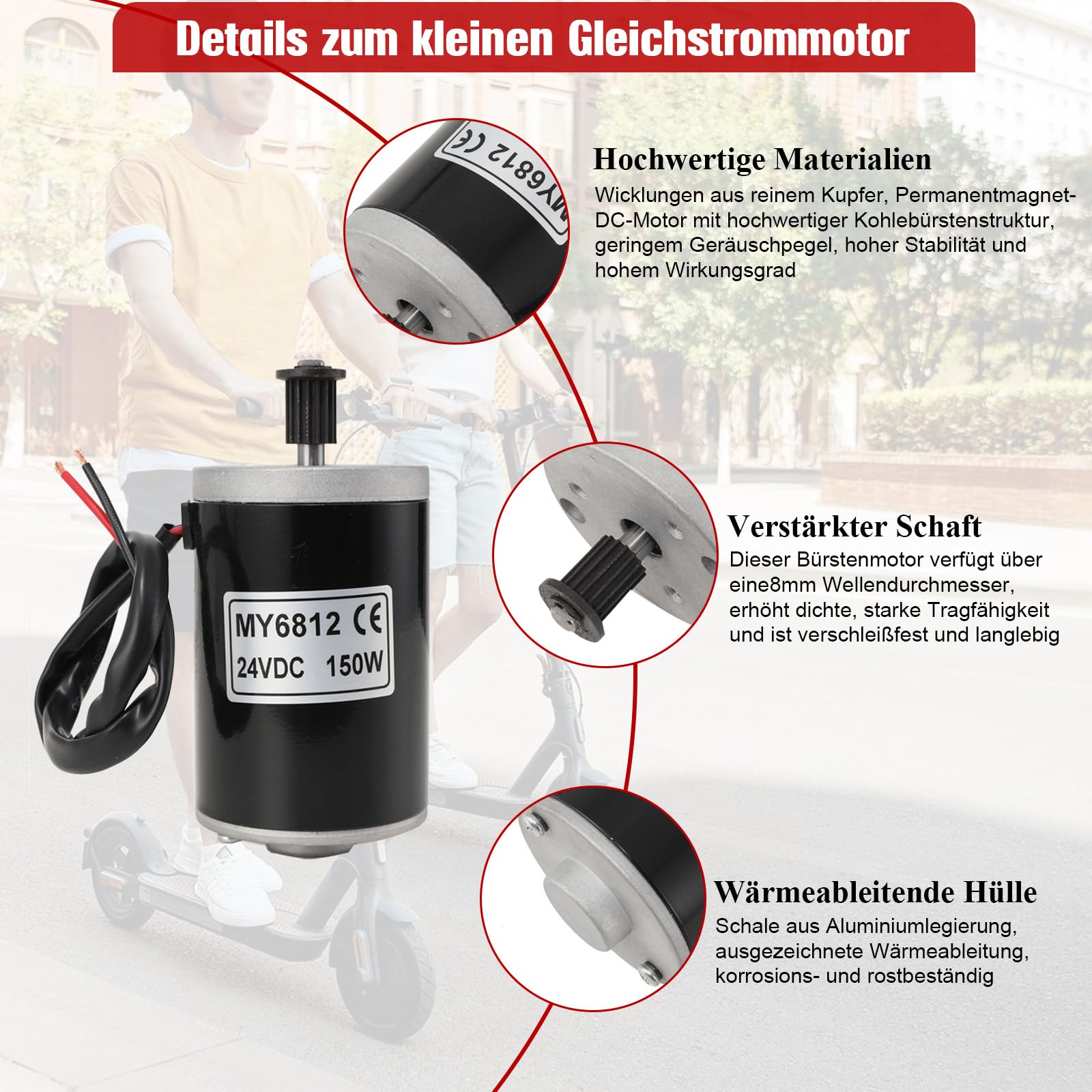 Getriebemotor DC Motor 150W 24V Gleichstrommotor E-Scooter