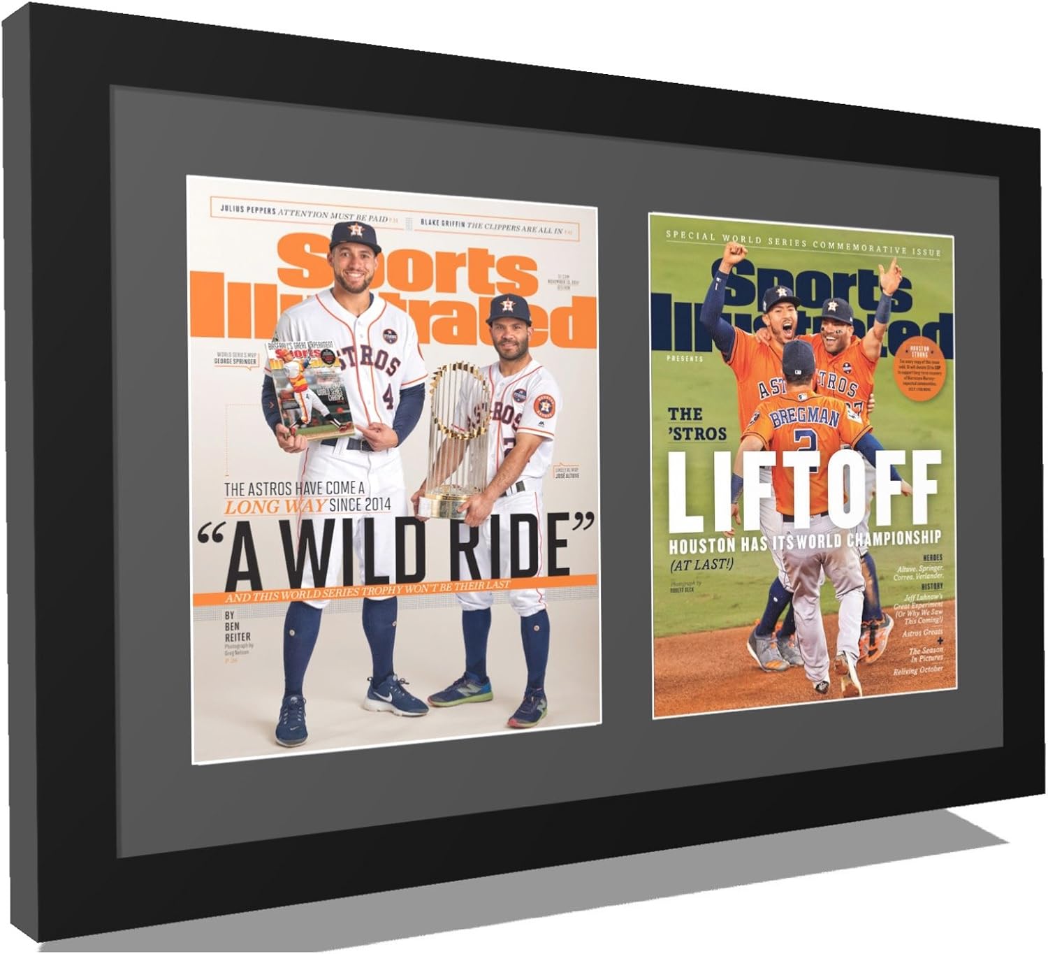 Creative Picture Frames [1420bk-b] Double Magazine Frame Holds Magazines Measuring 8 by 10 7/8-inches, Black/White Core Matting with Installed Hangers