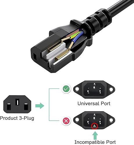 Miniatura 2 de Cable de alimentación de CA para Samsung Sony Lg Toshiba Dynex Panasonic Viewsonic LCD TV, computadora y monitor, cable universal de 6 pies de 3
