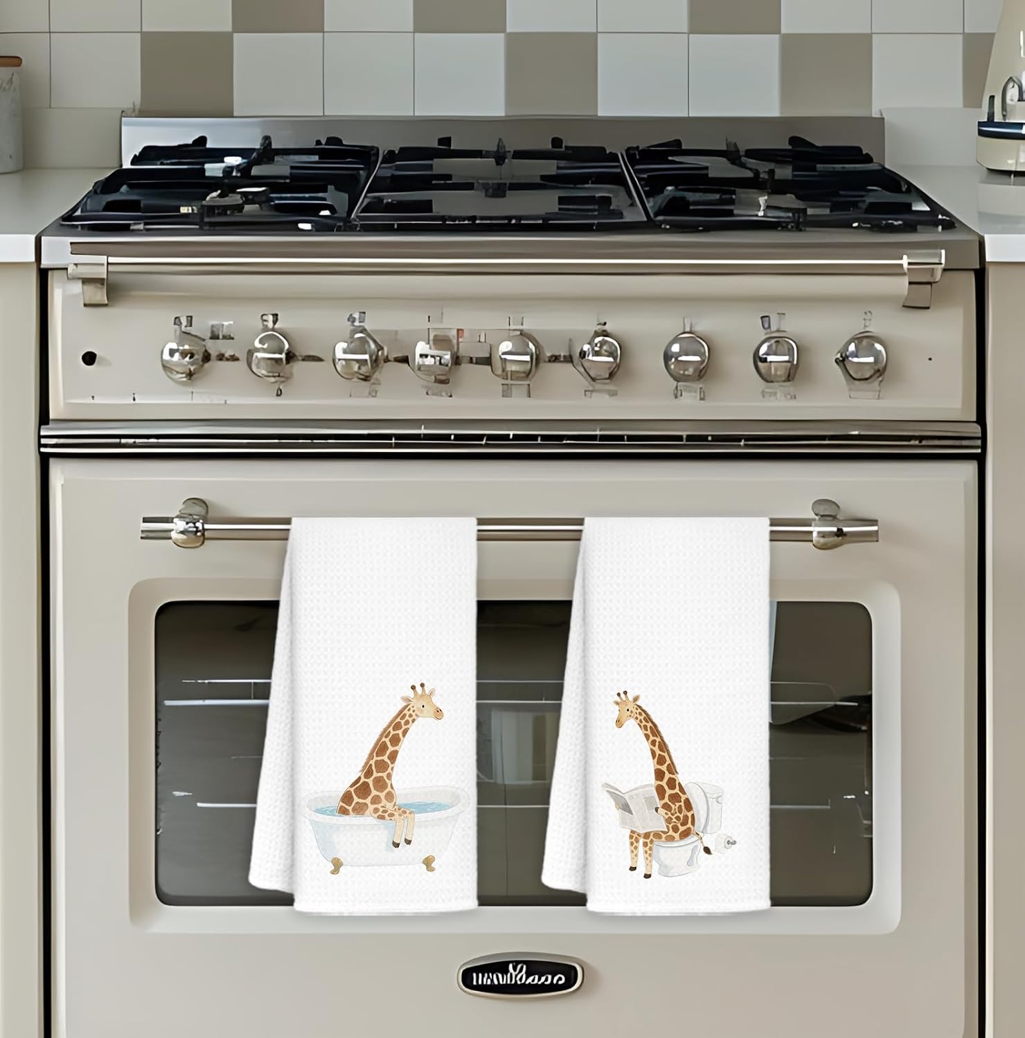 Funny Giraffe Bathroom Hand Towels Set of 2, Kids Bathroom Decor, Giraffe Gifts for Women Kids, Wild Animal Hand Towels for Bath Room Washroom Toilet, 16x24 Inch - Image 3