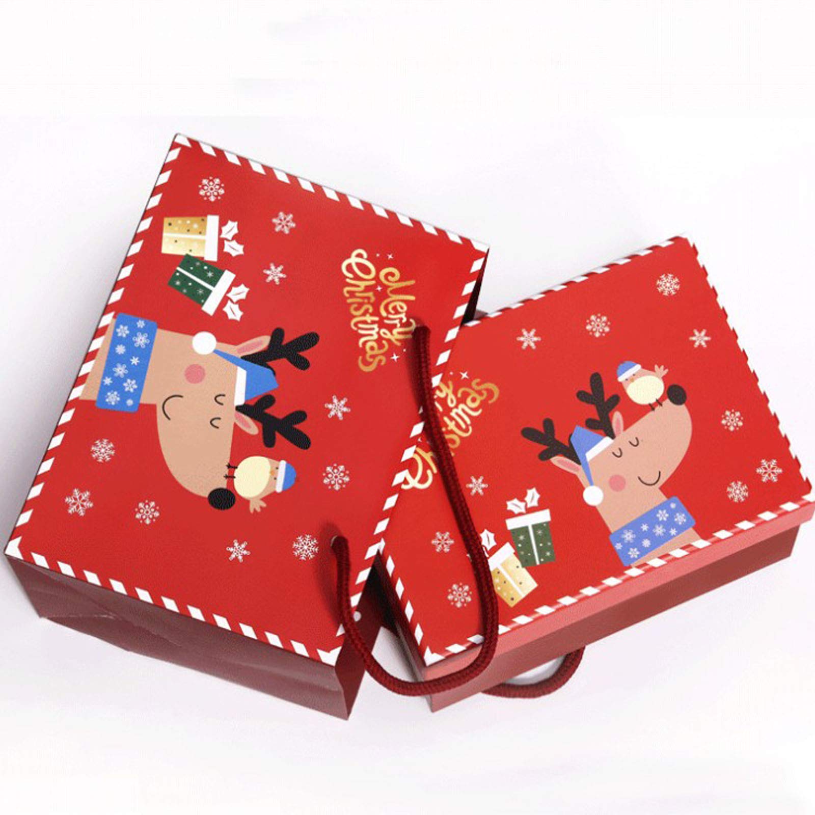 (Tre set) sacchetti regalo, scatole regalo, sacchetti regalo di carta con manici, sacchetti di carta natalizi, sacchetti di caramelle, sacchetti regalo