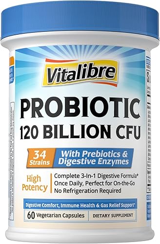 Probióticos para mujeres y hombres, 120 mil millones de UFC, 34 cepas, con enzimas digestivas y prebióticos, sin gluten, salud intestinal, salud