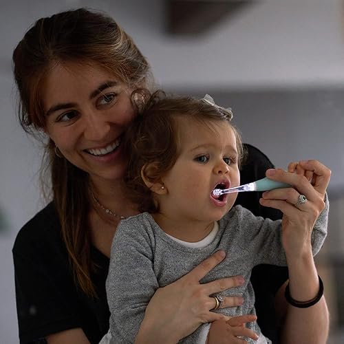 Miniatura 7 de Papablic Paquete de 4 cepillos de dientes eléctricos para bebés cepillo de dientes para niños de 1 a 3 años con bonita cubierta de dinosaurio y