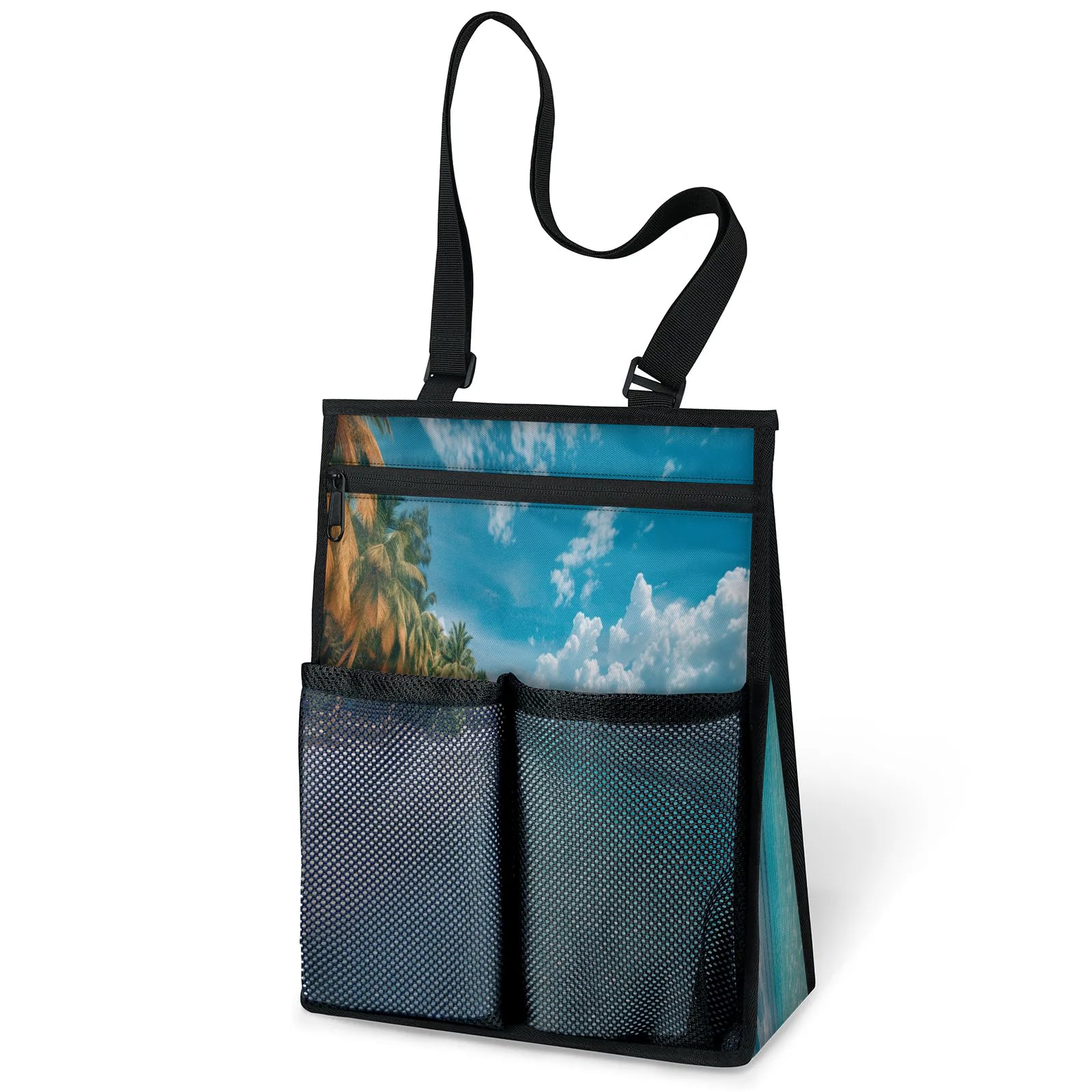 Ourtheme Tropical Beach Portable Shower Bag for Travel Gym Camp Beach Tote Shower Caddy Bags Hanging Toiletry Organizer