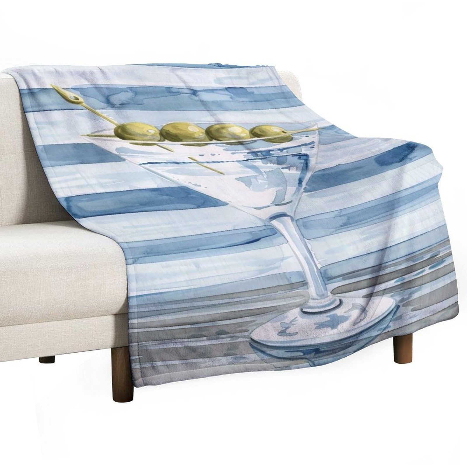 YHGSREUOH Martini-Cocktail-Watercolor_03 Flannel Blankets Fleece Soft Throw Lightweight Plush Gifts for Couch, Bed, Cozy Sofa Plush, Chair, Lovers 130x175cm(50x70in)