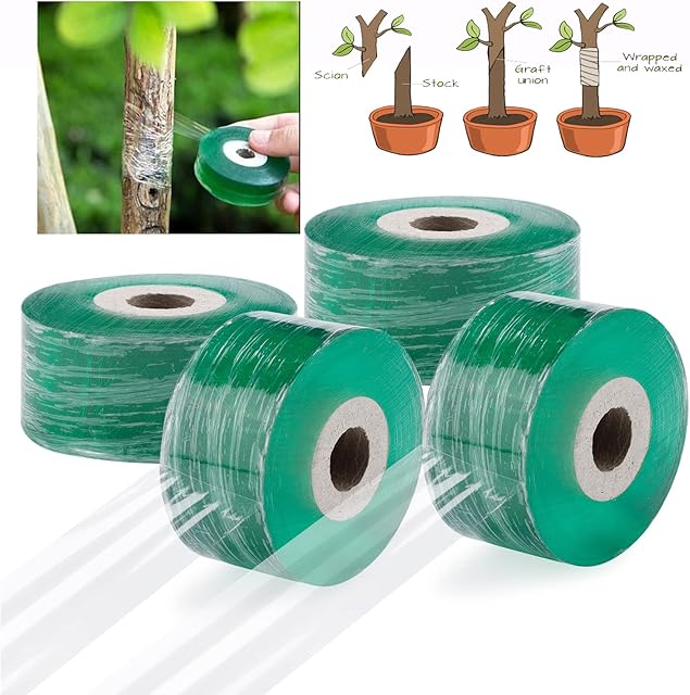 NORSON-NADISHA 4PCS Transparent Grafting Tape Plant Repair Tape Clear Grafting Tape And Wax, Biodegradable Self-adhesive Parafilm Grafting Tape Stretchable for Garden Tree Flowers