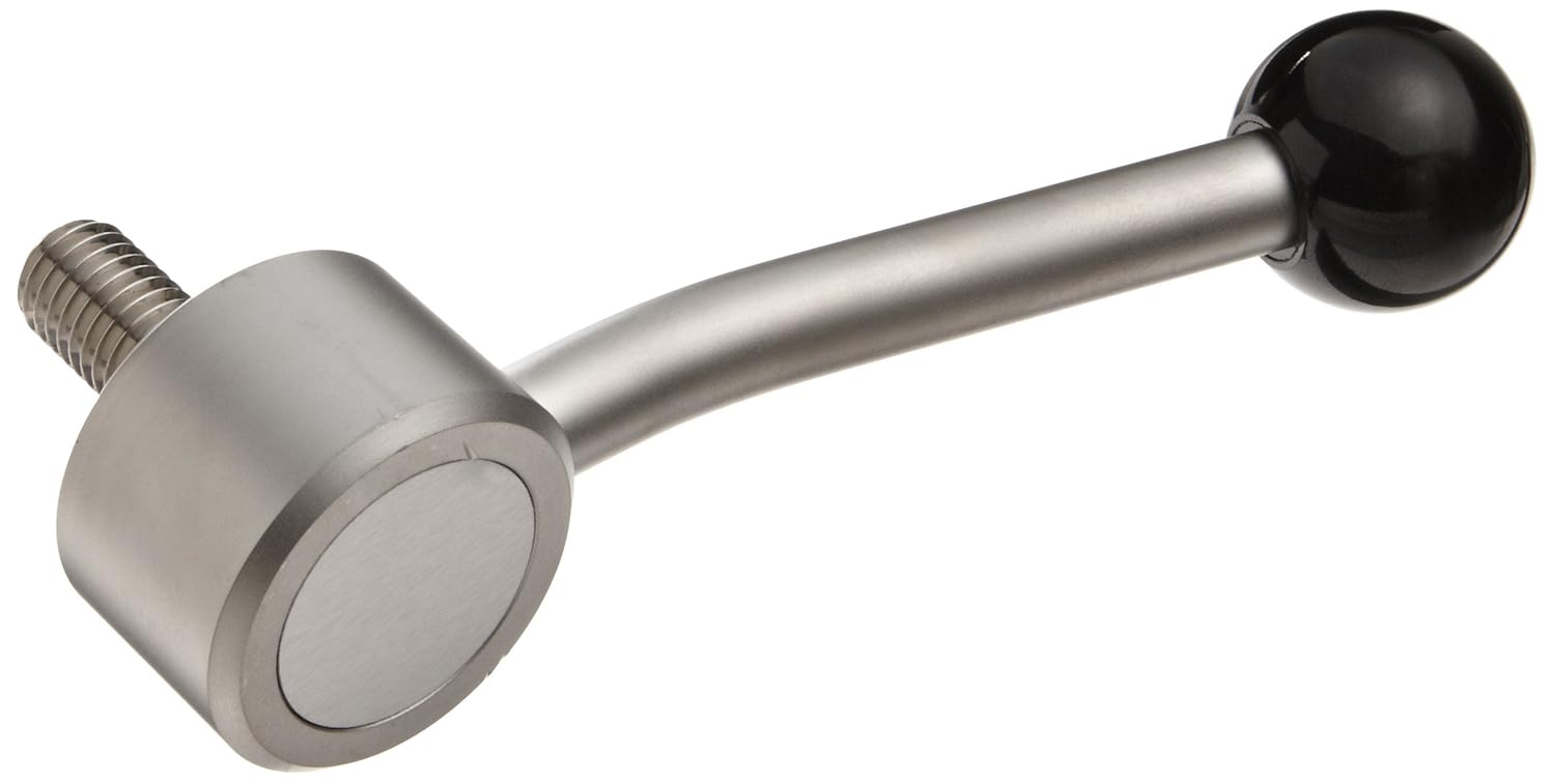 Stainless Steel Adjustable Handle with Ball Knob, Threaded Stud, 4-21/64" Length, 1/2"-13 TPI Thread, 1-1/4" Thread Length (Pack of 1)