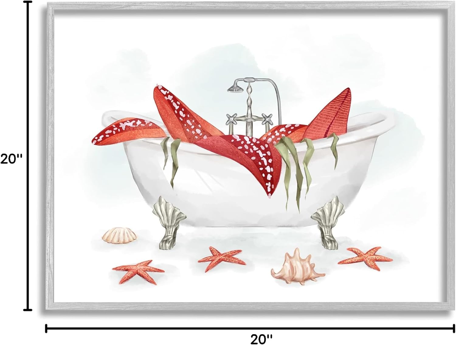 Stupell Industries Large Red Starfish Ocean Inspired Claw Bath Tub