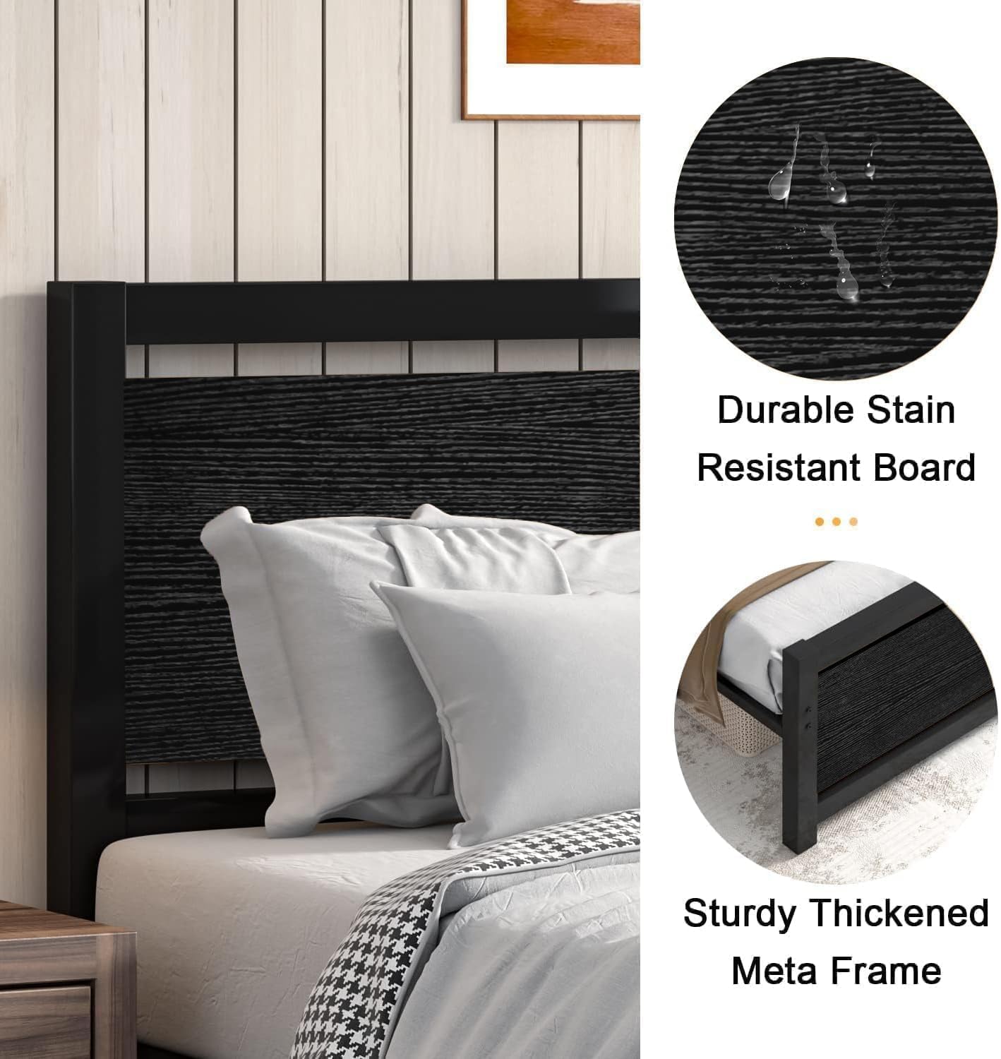 Catrimown Twin Bed Frames with Headboard, Metal Twin Size Bed Frame with Strong Steel Slat Support, Heavy Duty Platform Bed, Under Bed Storage, Noise-Free, Easy Assembly, No Box Spring Needed, Black