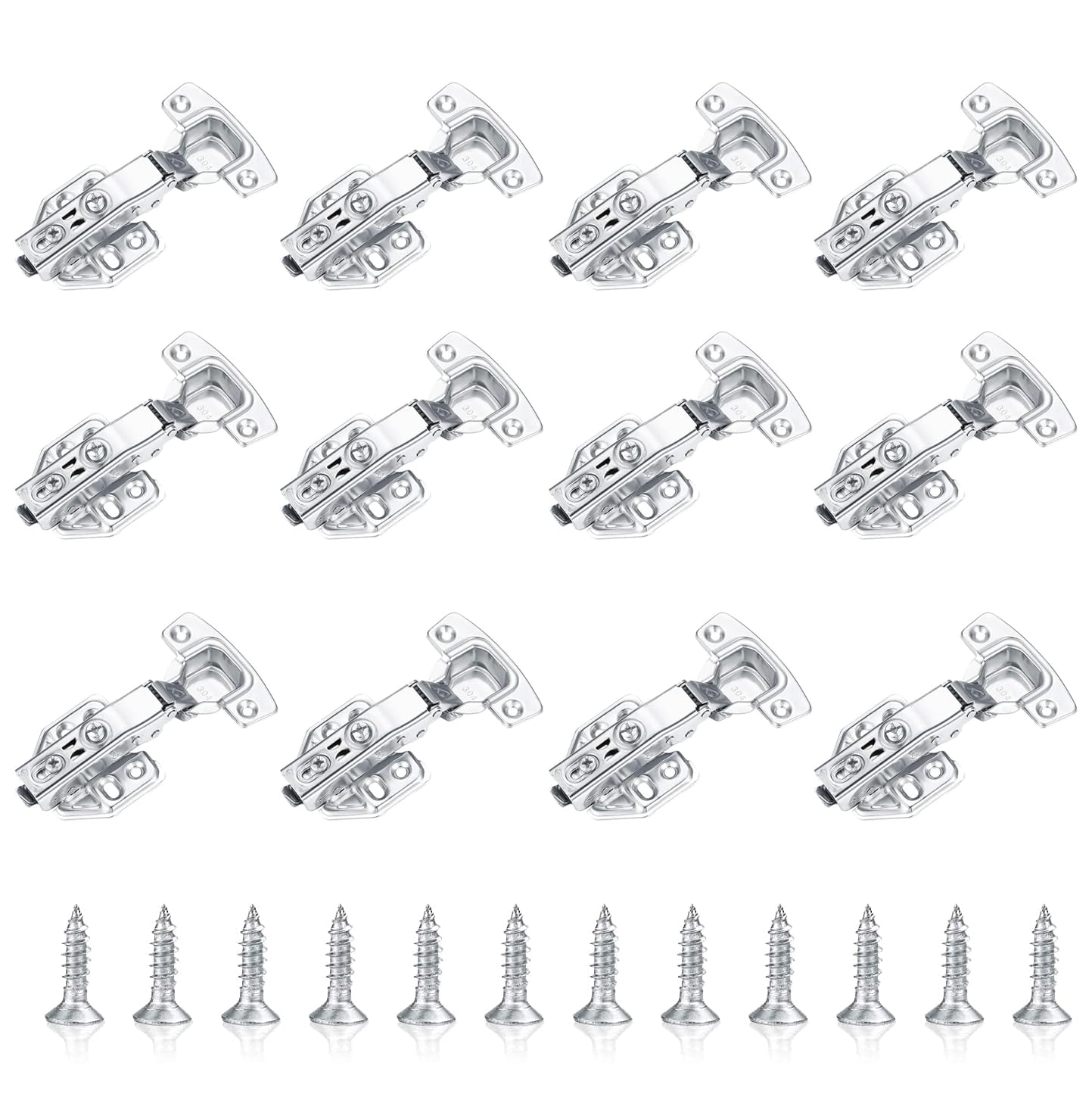 Firelex 12 Pieces Cabinet Hinges Full Overlay Face Frame Soft Close European Hinges Hidden Hinge Stainless Steel Self Closing Door Hinges Concealed with Mounting Screws for Kitchen Cupboard Closet
