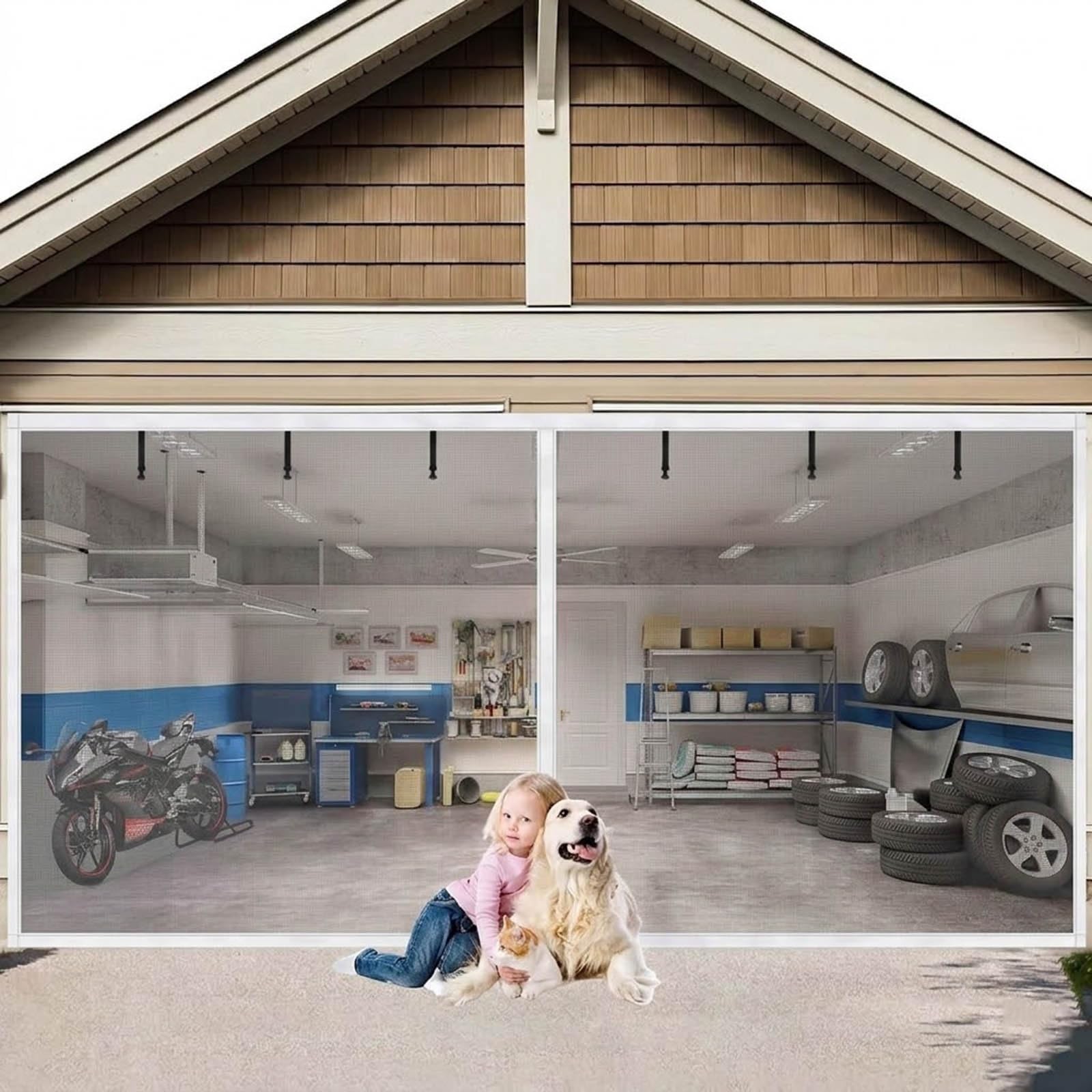Moustiquaire de garage magnétique blanche 183x244cm