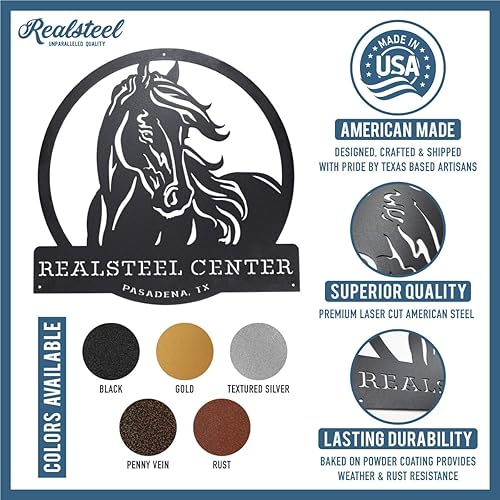 Miniatura 2 de RealSteel, Custom Metal Sign, Personalized Horse Stable Signs, Farmhouse Wall Decor, Family Name Art, Custom Name, Porch, Patios, Gift