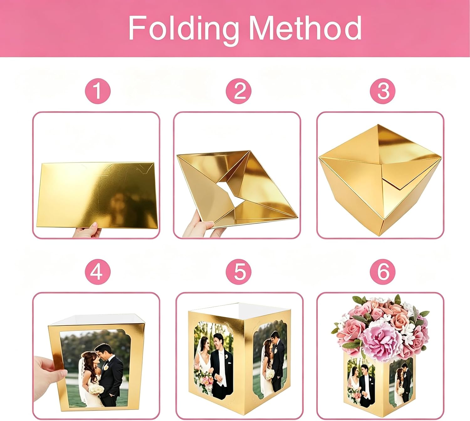 24PCS Gold Photo Centerpieces for Tables, 6/7 Inch Picture Display Frames & Hollow Photo Props, Perfect for Weddings, Graduations, and Celebrations image 4