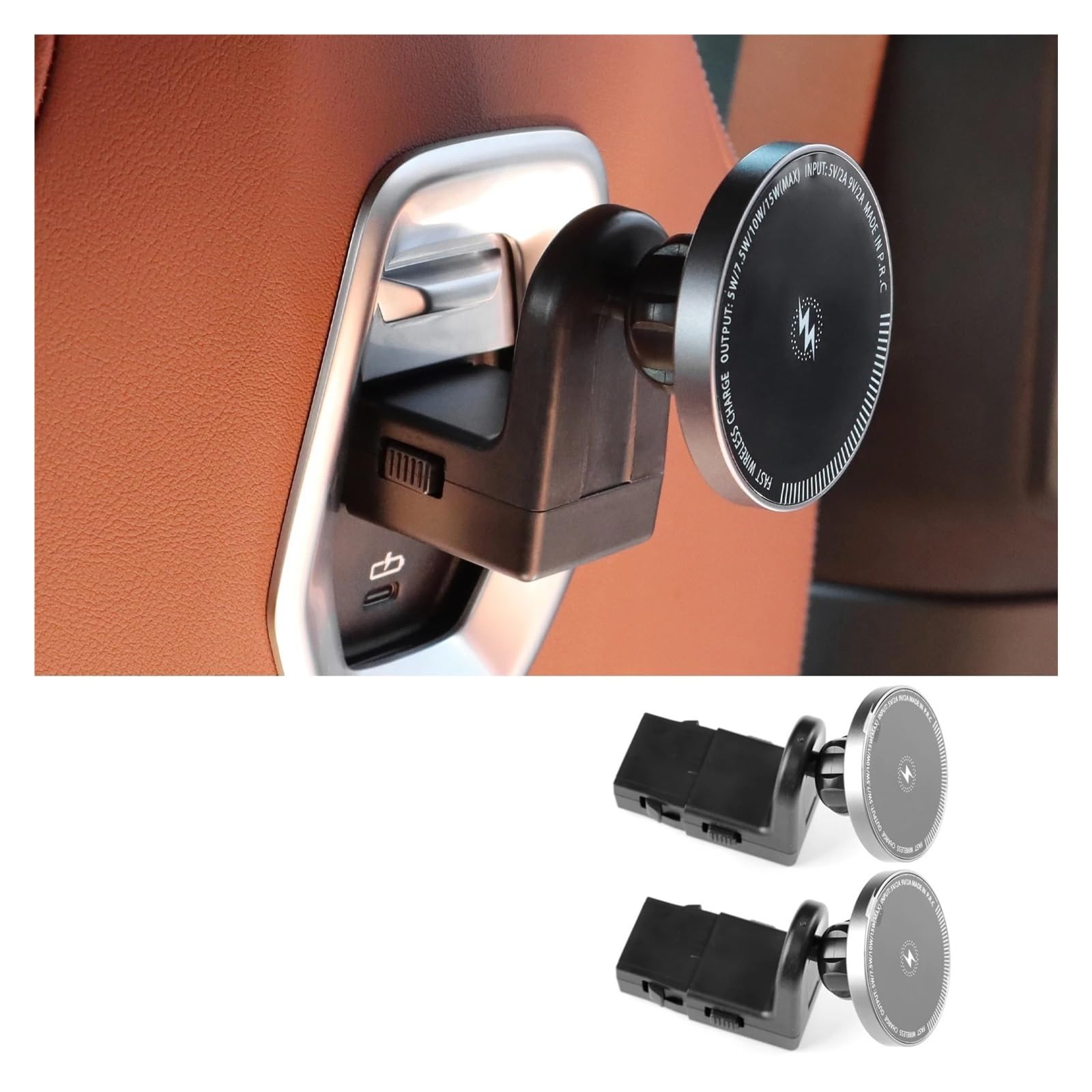 Pasuje do BMW IX I5 I7 X3 X5 X7 serii 5 Eries Tylne dopasowanie do siedzenia Magnetyczny Uchwyt Pad Uchwyt Wykończenia Góra Akcesoria samochodowe (2 szt. Bezprzewodowa ładowarka)