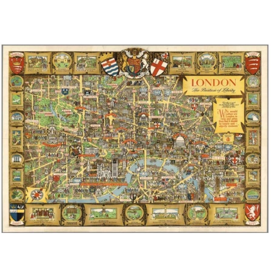 イギリス 古い地図 インテリア Amazon.co.jp: 1946イングランドの地図ロンドンシティイギリス