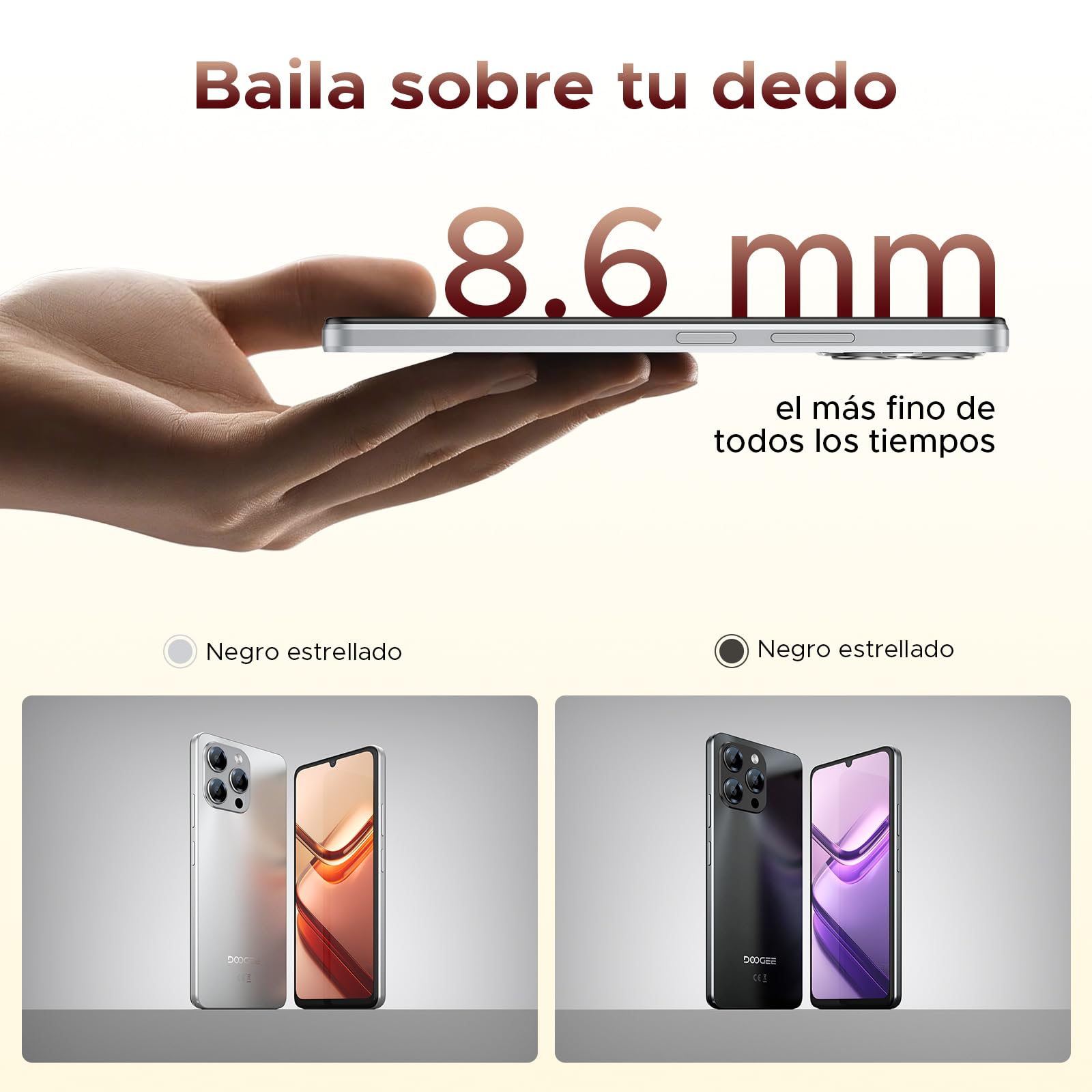 Note 58 Teléfono Movil Android 15, 6250mAh Batería, T7250 Octa Core, 32GB+128GB Smartphone, 6,56" HD+ IPS 90Hz, 16MP+8MP, Cuerpo de 8,6mm Telefono, Face ID/NFC/OTG/GPS/Doble SIM 4G Movil