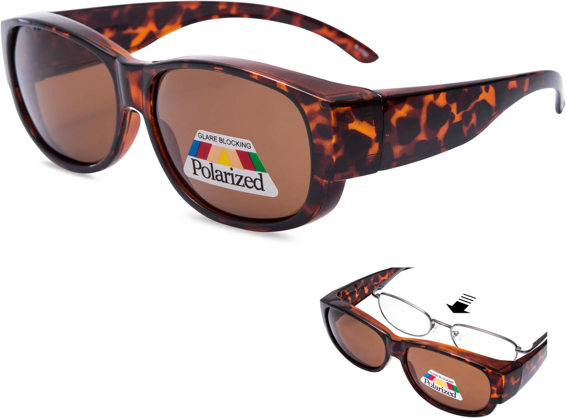 EYEGUARD Polarized Fit Over Sunglasses, Women's Modern Rectangular Glasses, UV400 Protection