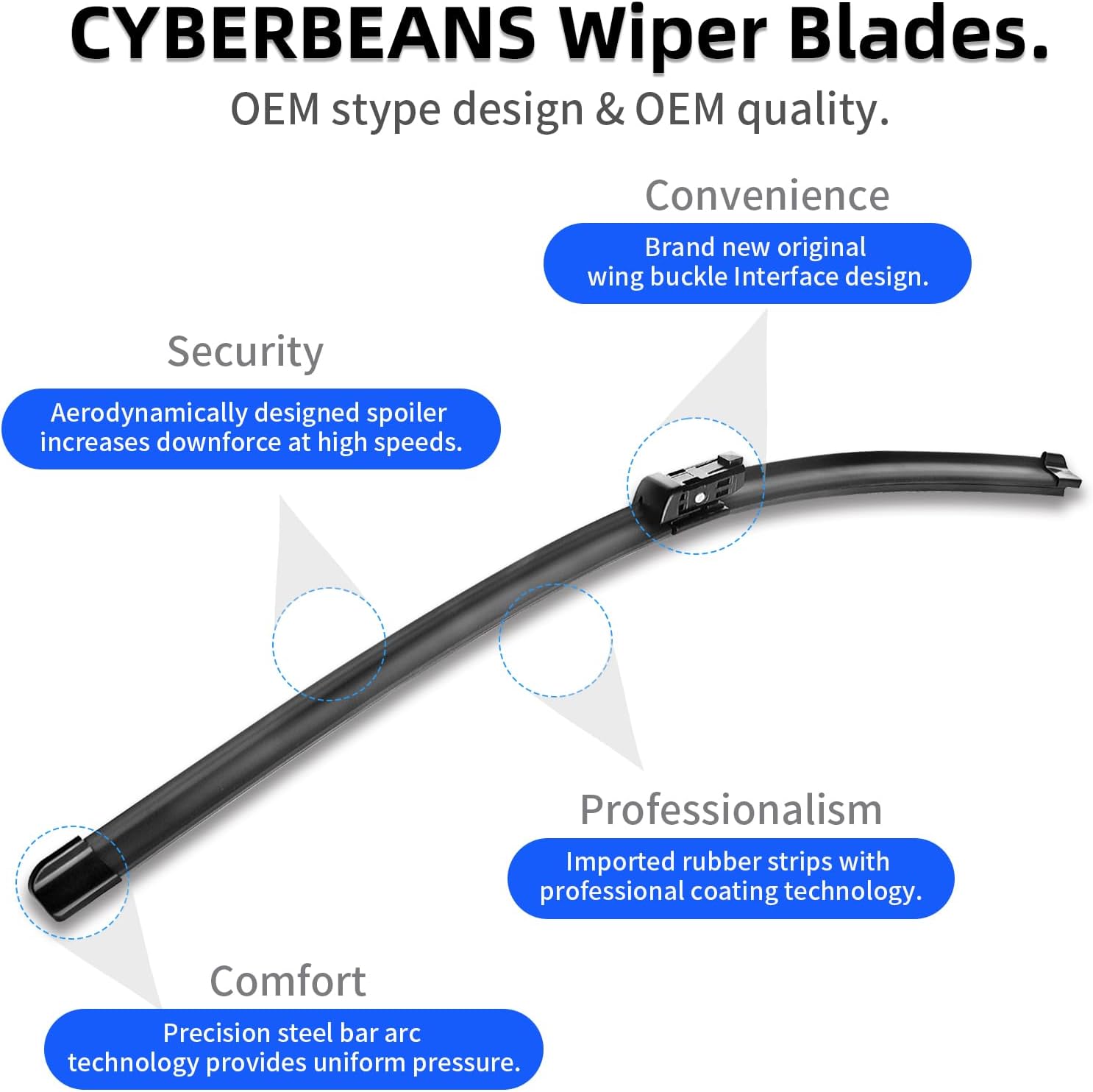 Silicone Windshield Wipers Replacement 26 and 20 Inch for Tesla Model Y Wiper Blades Accessories 2020-2024 (Not fit Juniper) (Set of 2) Top Lock