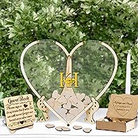Vista 20 de Libro alternativo de corazón personalizado para libro de invitados con 30 a 100 corazones de madera, caja de madera personalizada para decoración