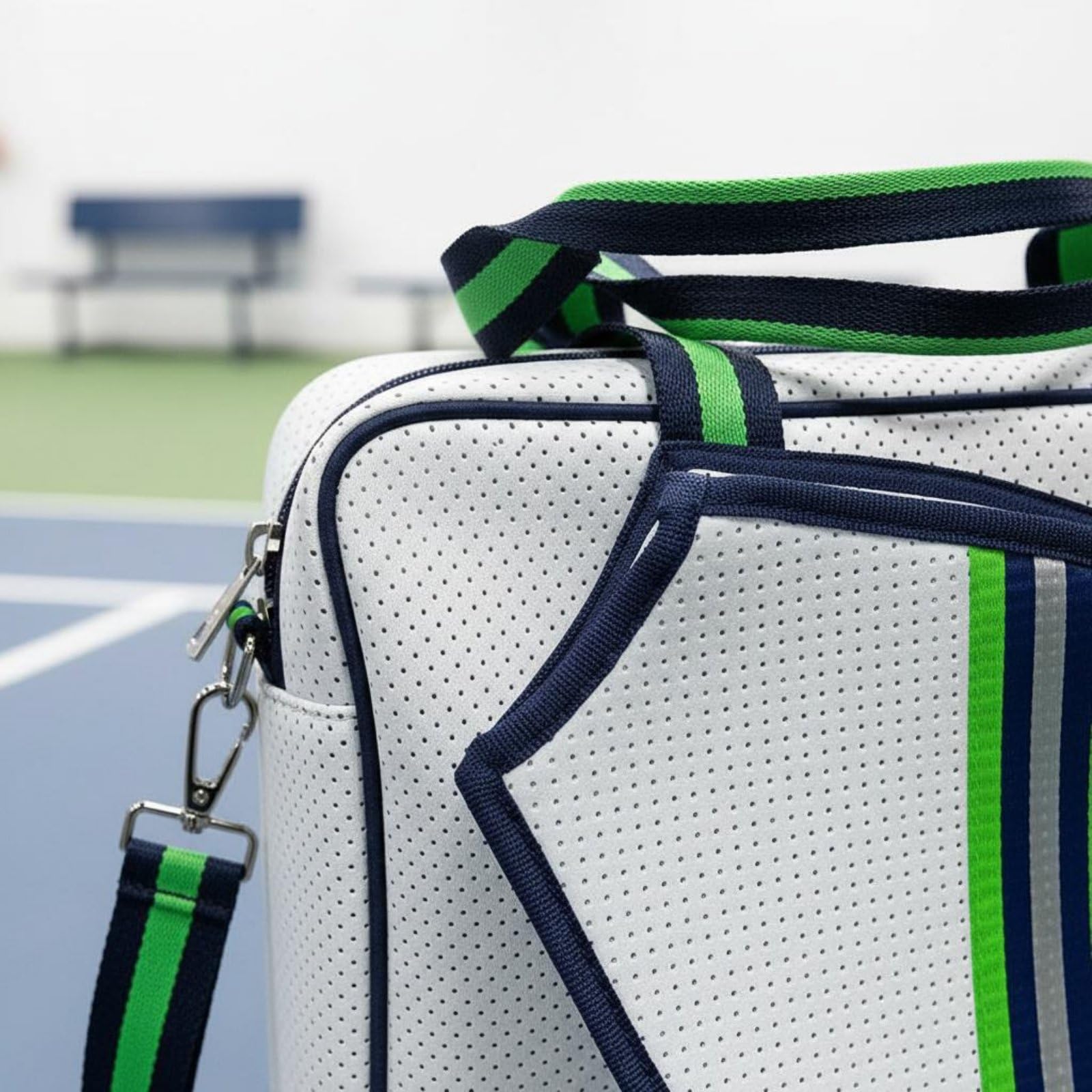 Custodia Pickleball Borsa Racchetta Borsa Padel Zaino Sportiva in Neoprene Morbido Elastico con Tasca Modellata per Pala E Cuciture Accurate Adatta a, Blu, Blu, Bianco, Argento