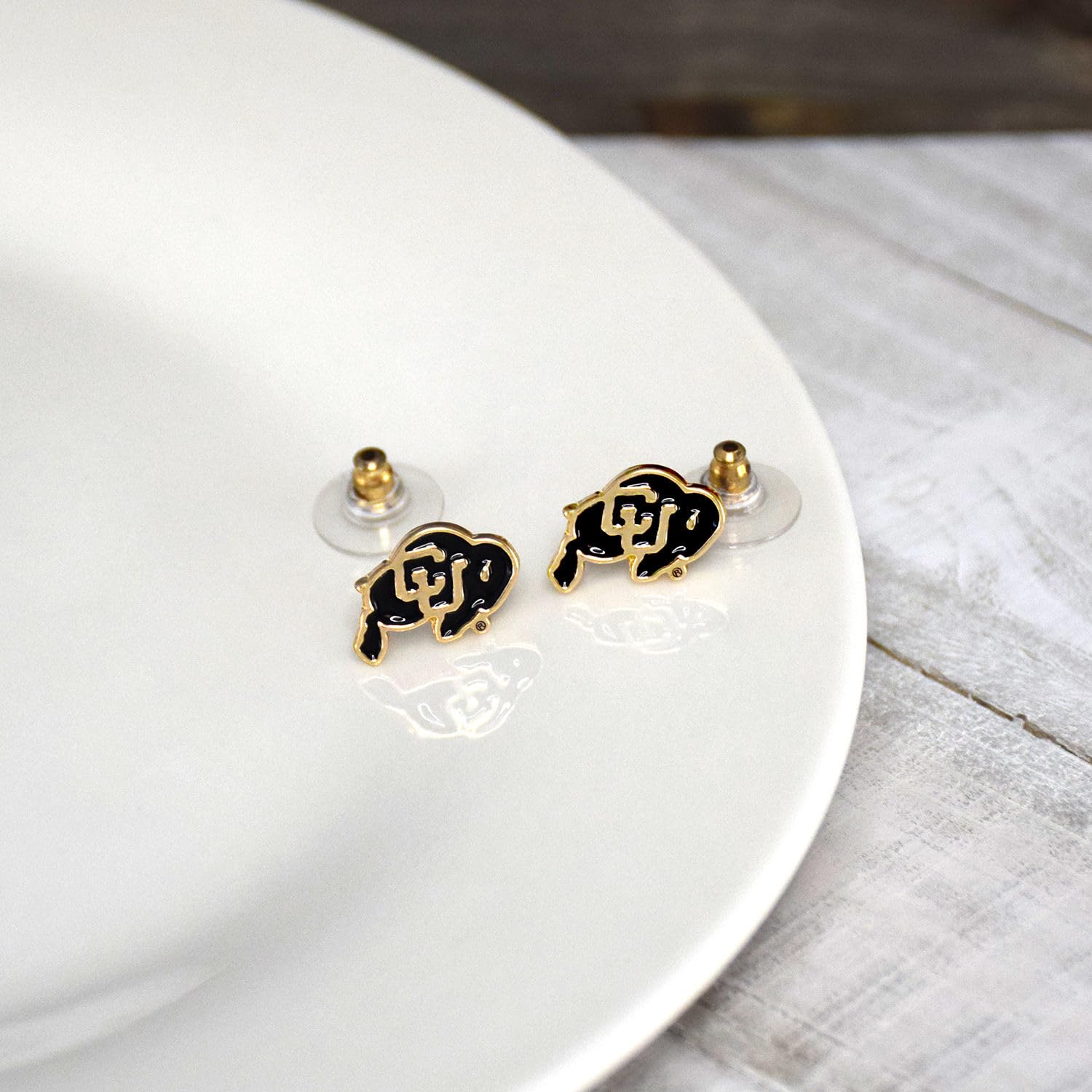 Post Earrings by Fan Frenzy Gifts | University Logo Earrings for Women & Men with Stainless Steel Posts | Officially Licensed Sports Fan Merchandise, (University of Colorado)