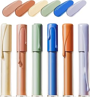 Corrector de color, corrector líquido - 6x corrector de cobertura completa | de contorno de resaltador de la cara mezclable para el maquillaje de enrojecimiento de la piel madura