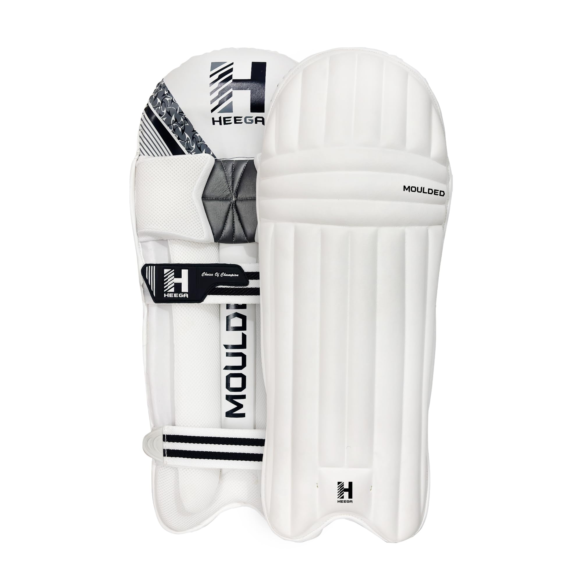 Heega Moulded Cricket Batting Pad | Size: Men's | Lightweight | High Durability | Adjustable Straps | Integrated Side Wings Design | Knee Rolls Filled (White)-image-13