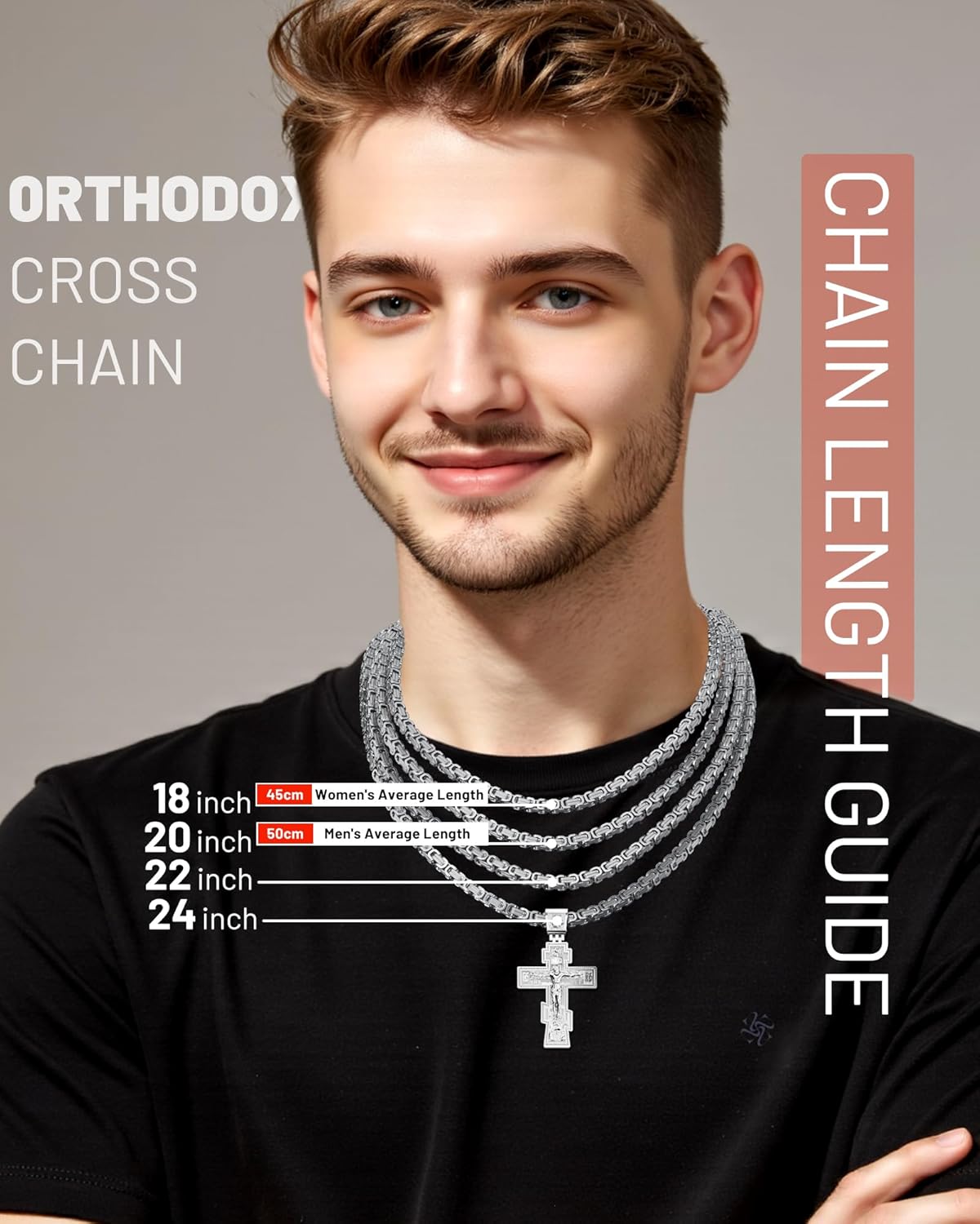 Orthodox Cross Necklace for Men and Women, Antique Silver/Silver/Gold/Gold Silver Tone, Christian Jewelry, Only Pendant/Round Box/Byzantine Chain Match - Image 6