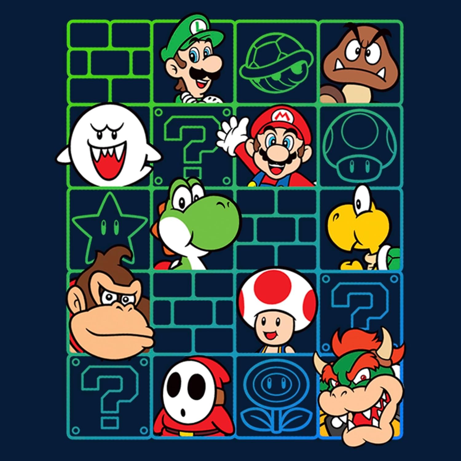 Boy's Nintendo Mario Characters Wall T-Shirt - Image 2