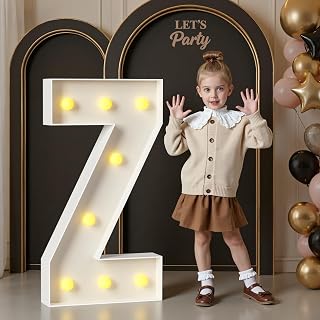 Marquee Letters 3 Feet Tall, Large Light up Letters Z for Decor | 3FT Big Letters Z With Warm White Light, Foam Board, Assembly Required, Birthday Party Decorations 20 Pcs Accessory Set