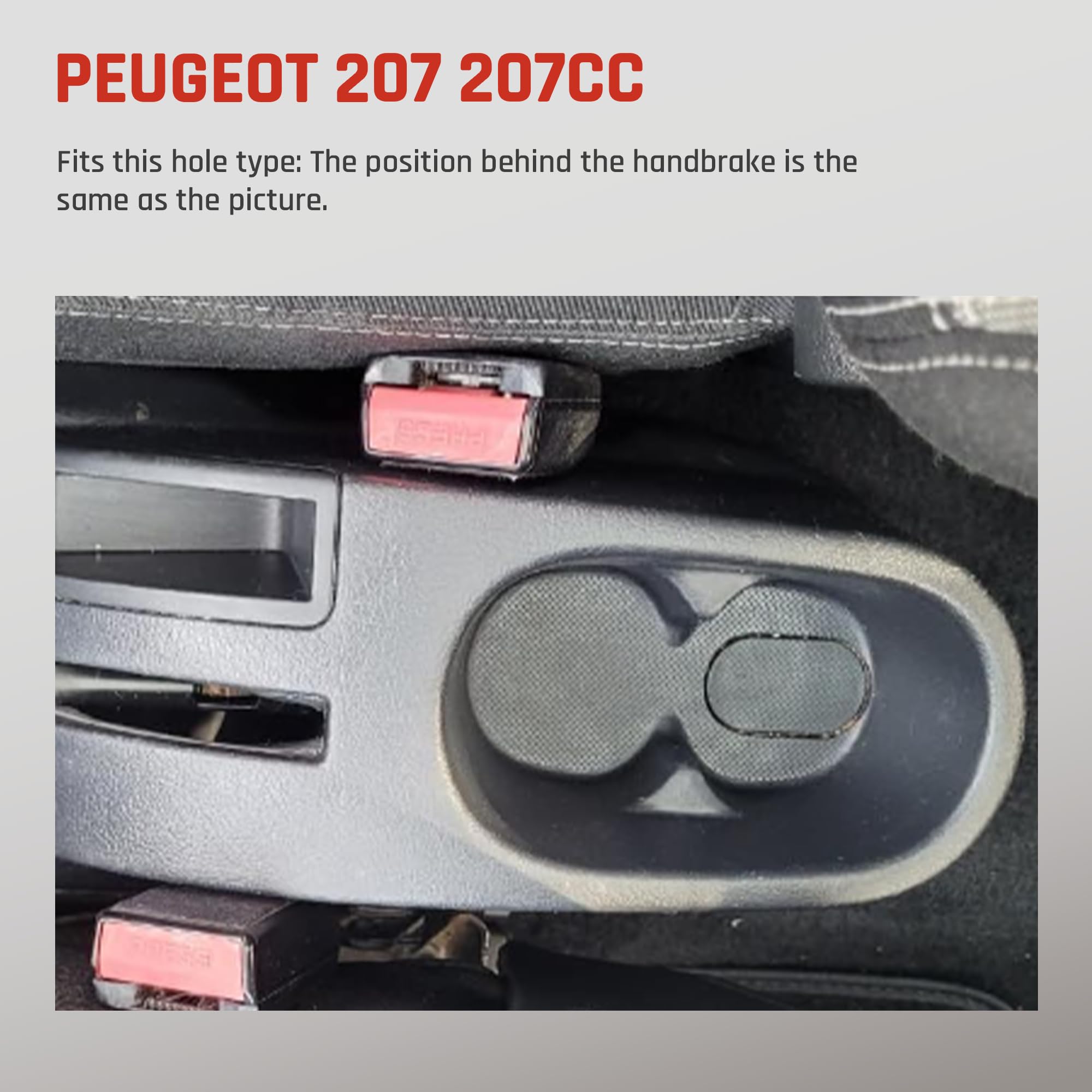 Bracciolo per Auto per Peugeot 207 Console Centrale Dell'auto Doppio Strato di Spazio con Portabicchieri Facile da Montare Pelle Confortevole e Resistente Nero (Linea Rossa)