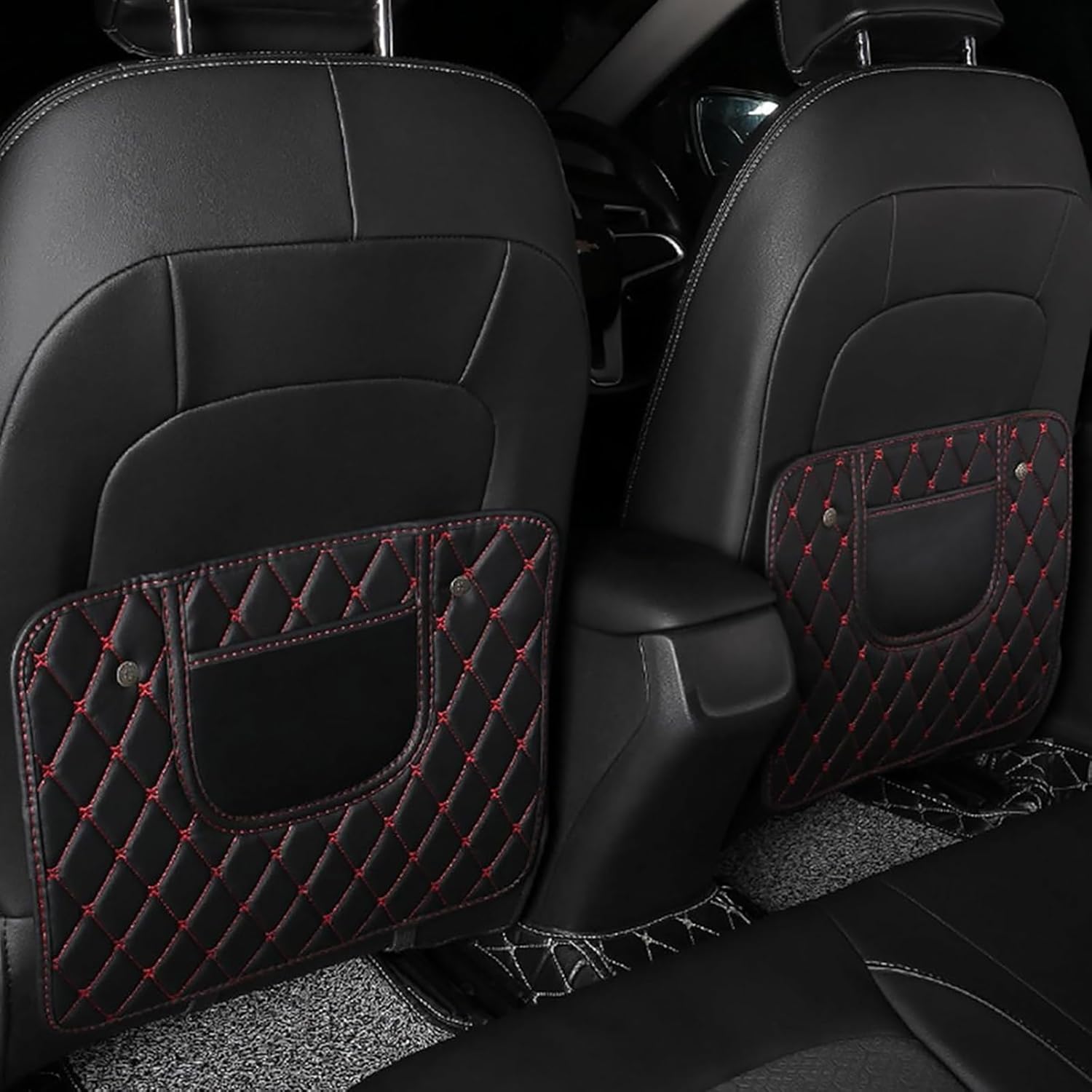 2 PCS Car Kick Mats for Mazda CX-30 2019-2025, PU Leather Seat Back Protector with Storage Pocket Backseats Kick Protector Back Seat Cover Anti-Scratch Interior Accessories