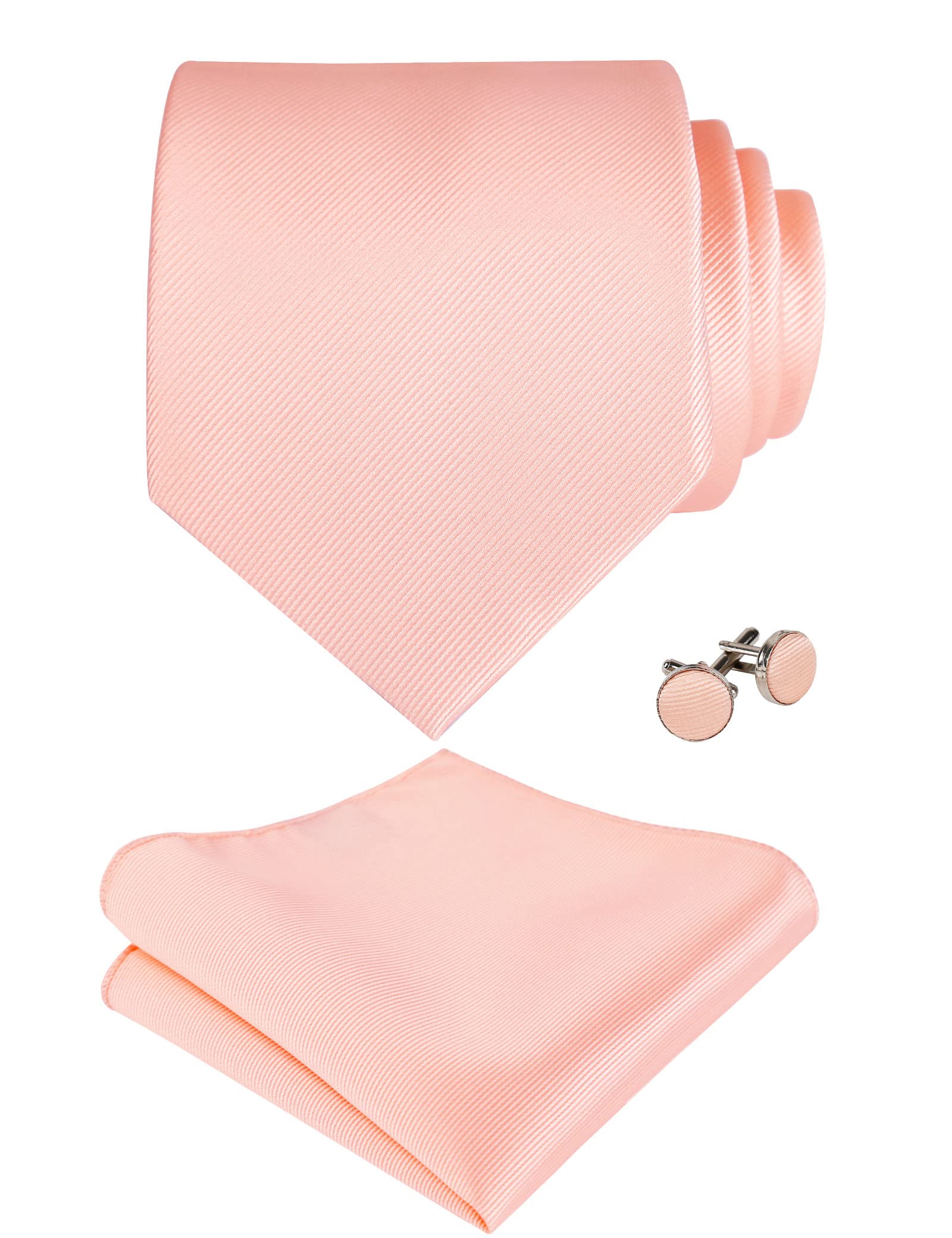 Mens Solid Color Tie With Pocket Square 3.15 Inch Formal Necktie