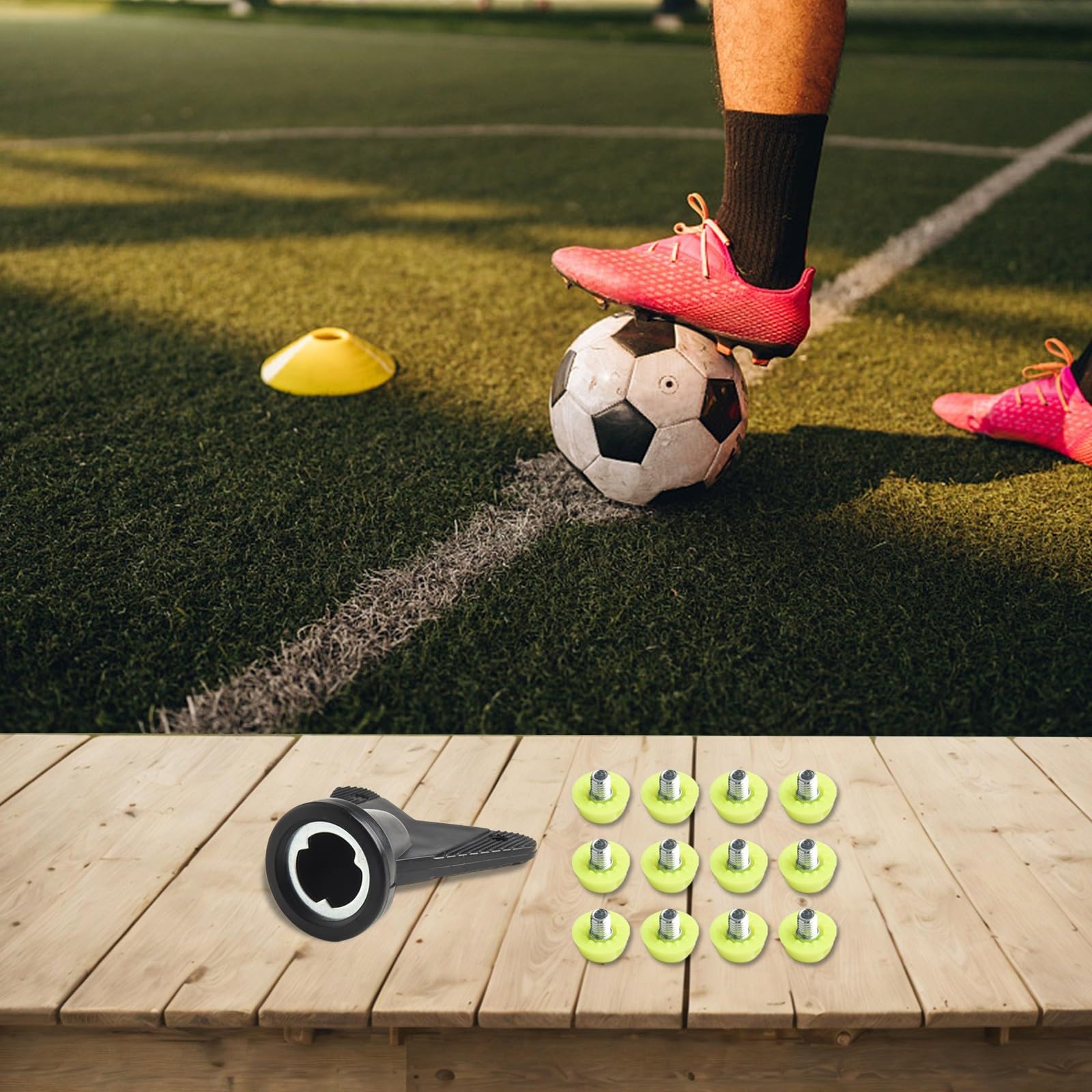 Tacos de repuesto para botas de fútbol de 7 mm y 10 mm para tacos de fútbol, tacos de plástico resistentes al desgaste con llave, agarre antideslizante de fácil instalación, paquete de 12 unidades
