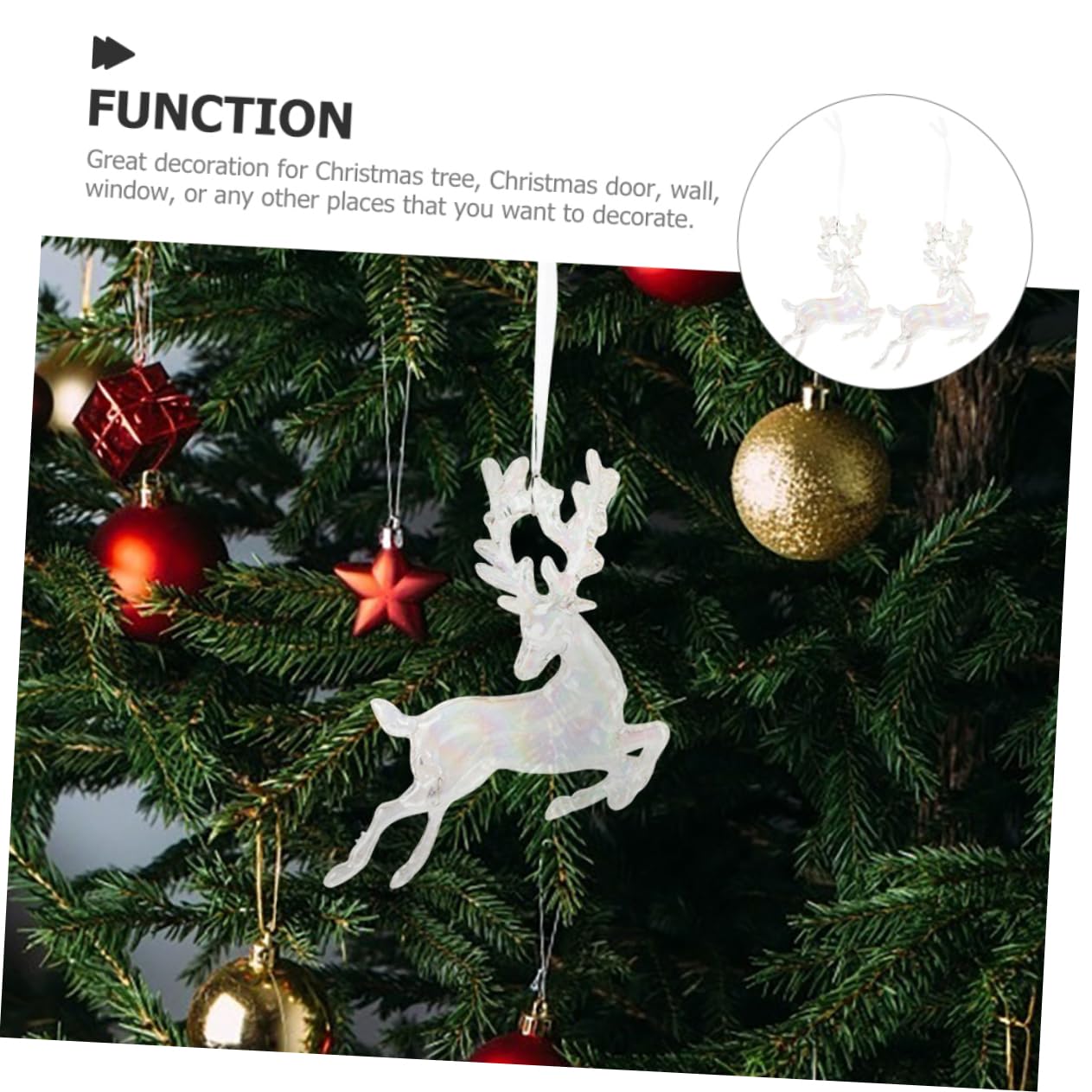 Gatuida 10piezas Adornos Colgantes De Navidad Decoraciones De Elk Transparentes para Árbol Puerta y Fiesta Escenas Festivas y Fotografía