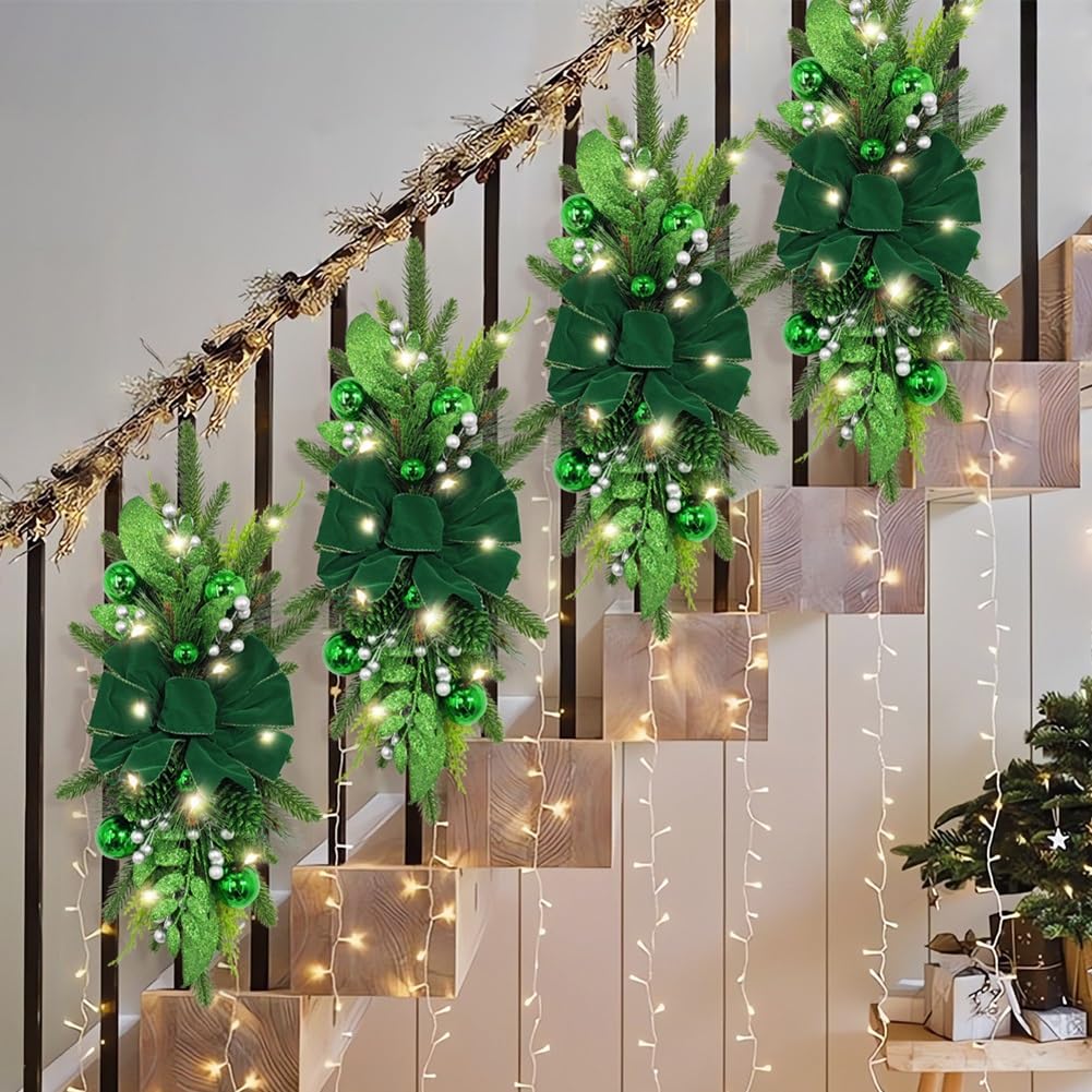 AVCULT Weihnachtskranz Türkranz, Weihnachtsdeko, Adventskranz Hängend, Weihnachtsfeier Dekoration Anhänger