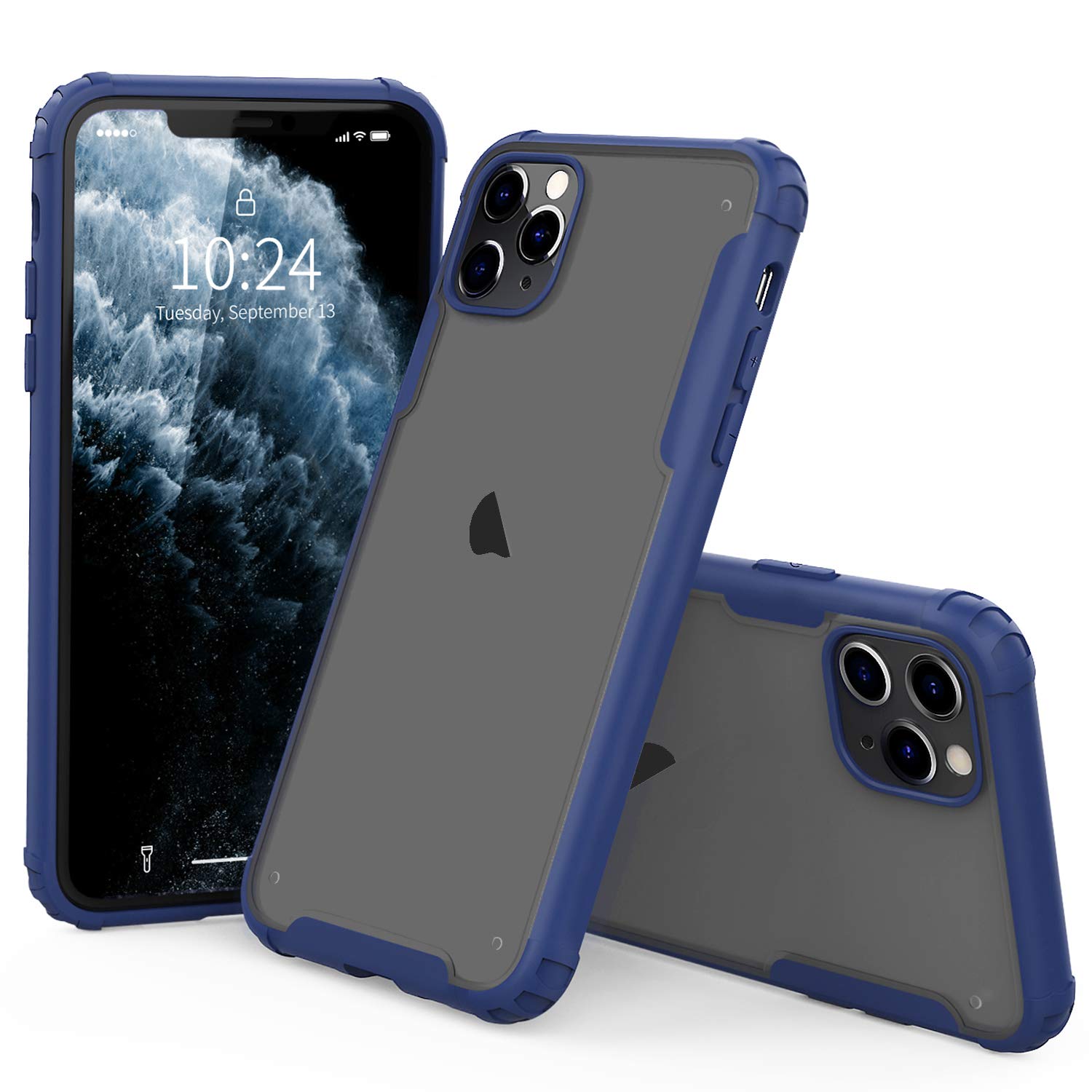 Compatible with iPhone 11 Pro Max Case - Matte Translucent - Phone Armor - Shock/Shatterproof - Slim - Hybrid Materials - Wireless Charging - Blue