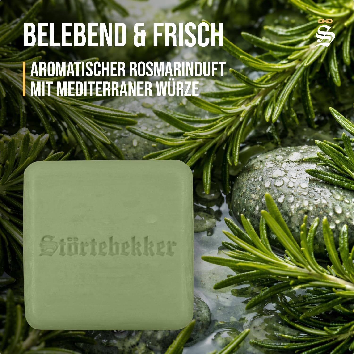 Störtebekker® Premium Shampoo Bar Rosmarin - Festes Shampoo Herren & Damen - 3in1 Duschseife Männer für Haare, Kopfhaut & Bart - Feuchtigkeitsshampoo - vegan (6x 100 g)