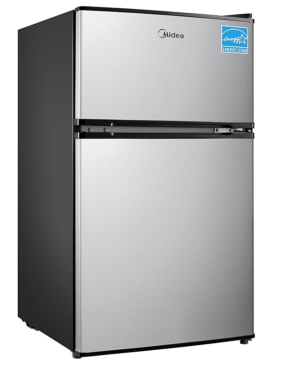 Midea WHD-113FSS1 Double Door Mini Fridge with Freezer