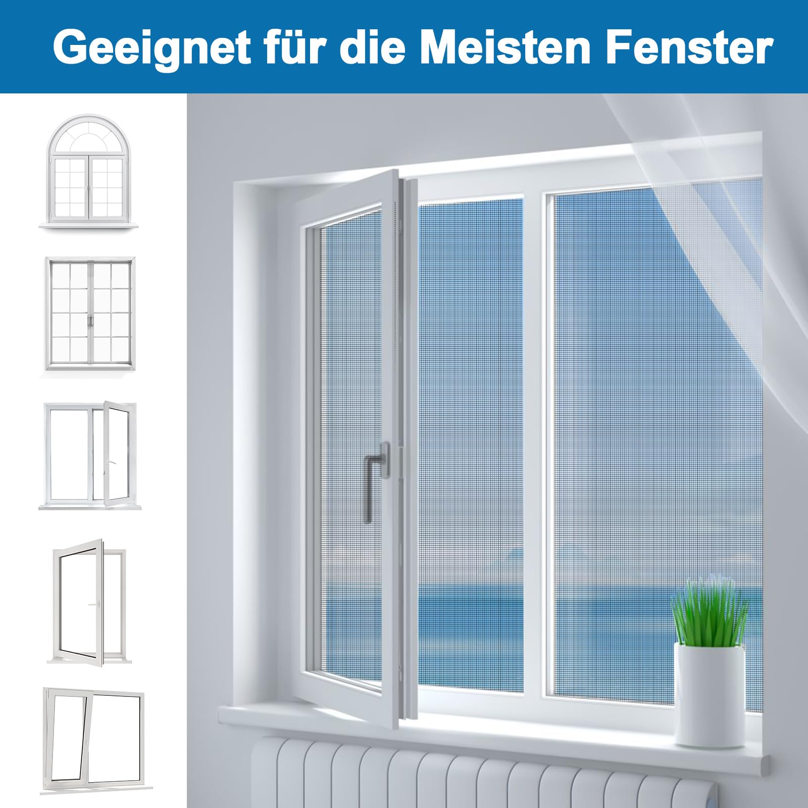 2 Stk Fliegengitter Fenster, 130x150cm Moskitonetz Fenster Katzensicher Ohne Bohren, Mückennetz Fensternetz Insektenschutz Fiberglas, Fliegennetz Insektengitter Klettband Zuschneidbar (Schwarz)