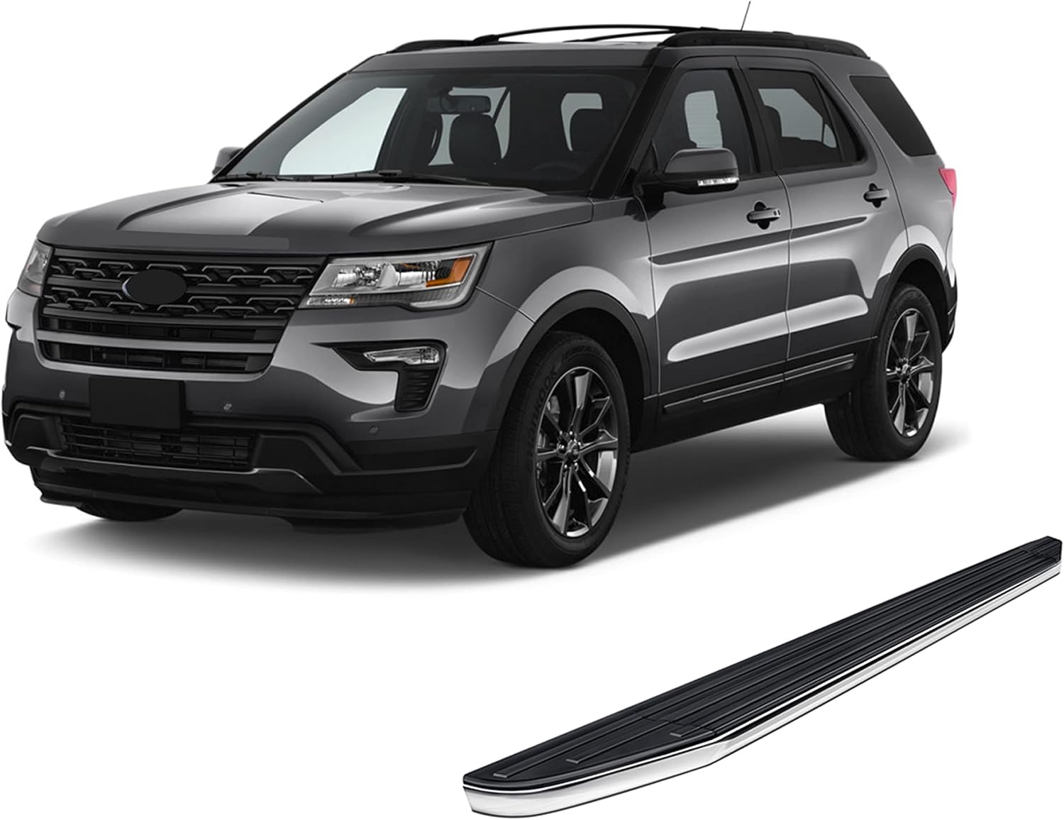 Black Horse Premium Running Boards Black Compatible with 2011-2019 Ford Explorer-PR-FREX