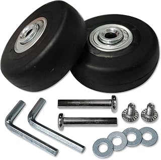 Rhinenet Replacement Luggage Suitcase Wheels OD 48mm Repair Kit Parts Axles Rubber Metal 360 Swivel Caster Bearings Tools Wear-Resistant Mute Flexible Durable Set of (2) Wheels 48mm x 18mm x 6mm