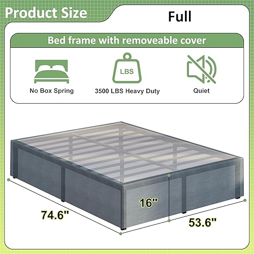 Miniatura 124 de Marco de cama de metal California King, plataforma de almacenamiento resistente de 14 pulgadas con soporte de listones de acero de 2500 libras,
