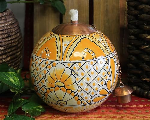 Miniatura 2 de Antorcha mexicana pintada a mano (cerámica, amarillo monocromo)