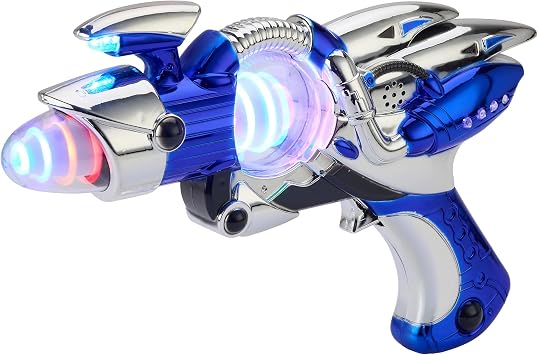 Playbees Light-Up Noise Blaster - Blue - 11.5 Inches - Super Spinning Space Sound Effects with Futuristic Power Galaxy Ranger FX for Party Favor، Novelty Toy، Party Bag Stuffer for Ages 5 +