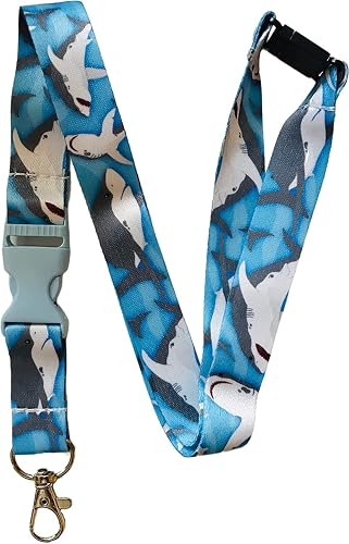 Great White Shark Neck Lanyard With Detachable Buckle Clip &