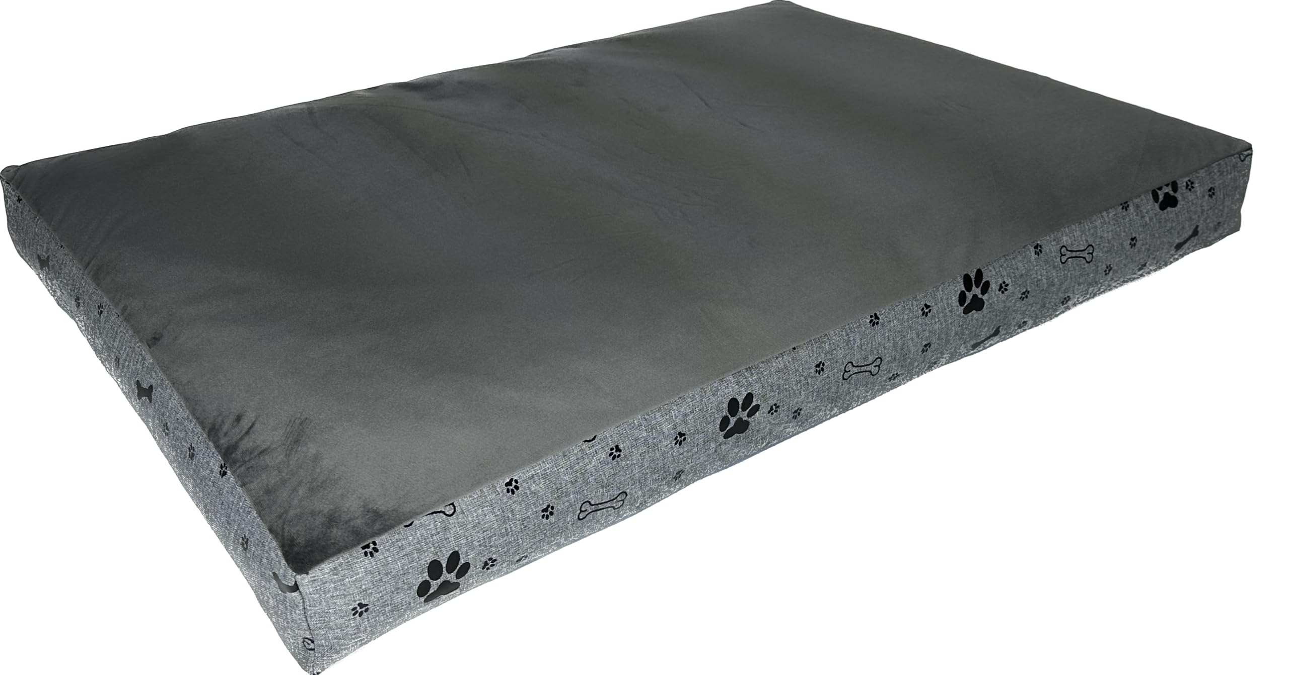 Dogs4Life Cama ortopédica para perros medianos – 100 x 70 cm – parte superior de terciopelo de felpa – relleno extra grueso 10 cm – Base antideslizante – Funda lavable extraíble – gris patas negras