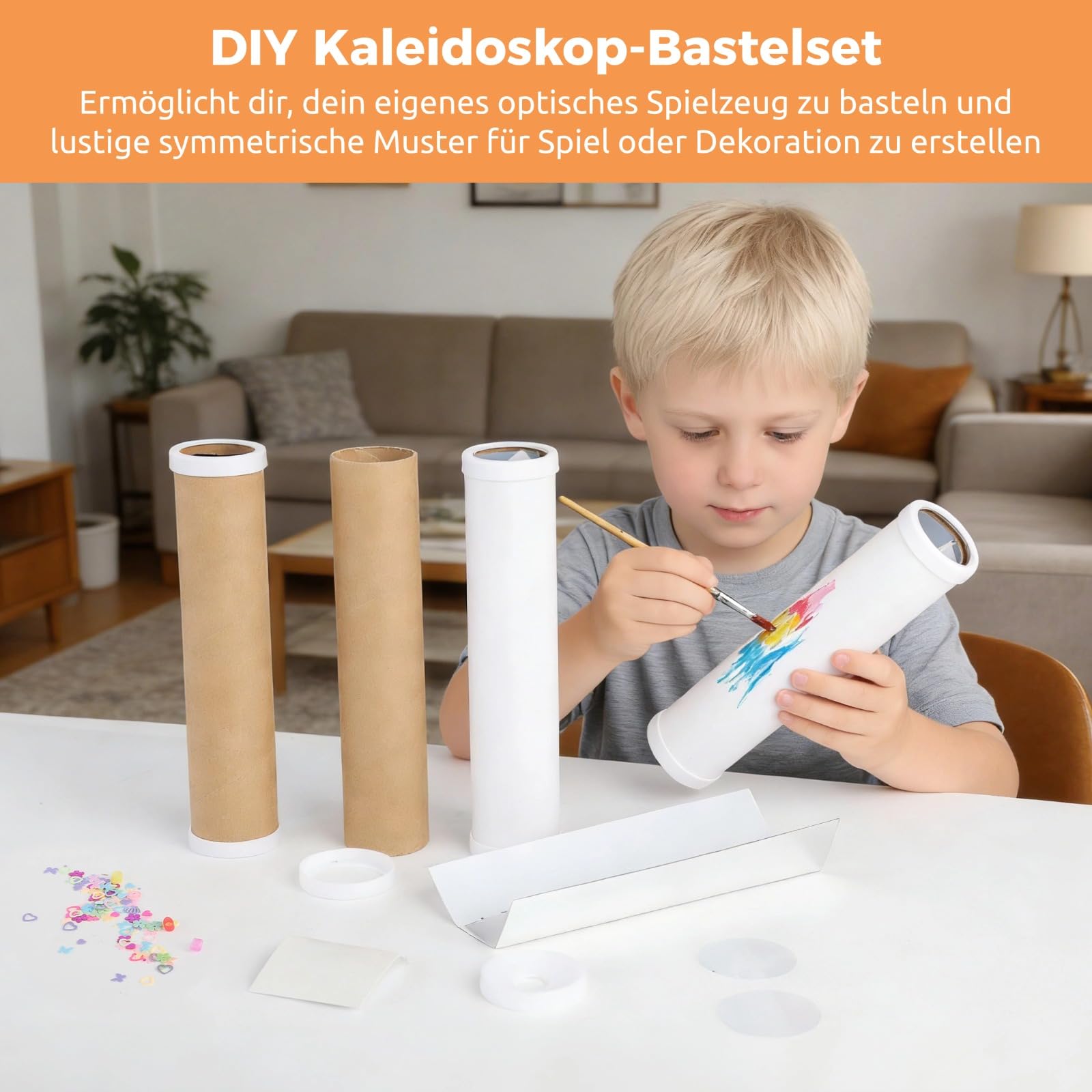 10Stück Kaleidoskop-Bastel-Set, DIY-kreatives selbstgemachtes Material, 7,5 Zoll weißes Papier, Kaleidoskop-Set für Junge Künstler zum Malen, Farben entdecken und als Party-Geschenke