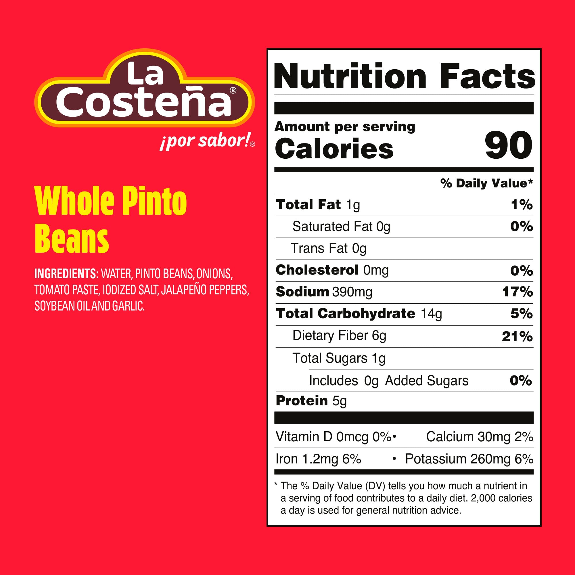 La Costena Whole Pinto Beans, 14.1 Ounce (Pack of 12)