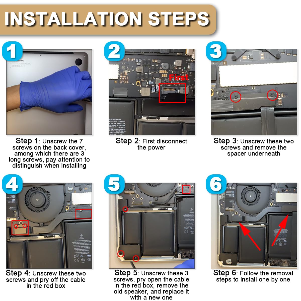 Altoparlanti Sostitutivi Per MacBook Pro 13 Retina A1502 2012-2015 - Set Sinistra/destra - Foto 8